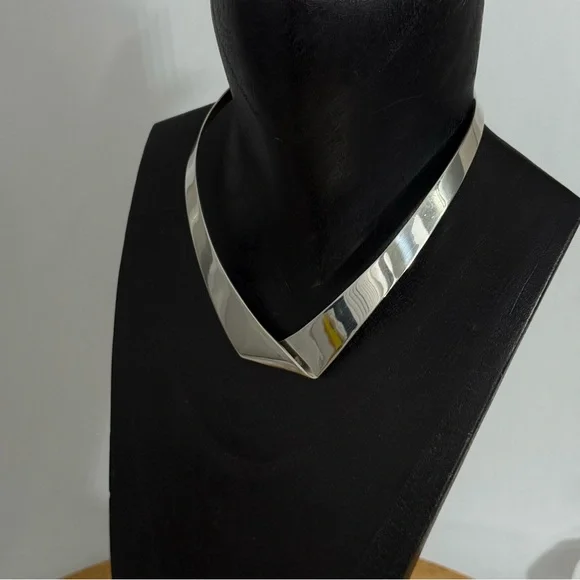 Vintage TAXCO 950 Mexico TO-96 ALICIA Sterling Silver Modernist Cuff Necklace - Picture 1 of 16